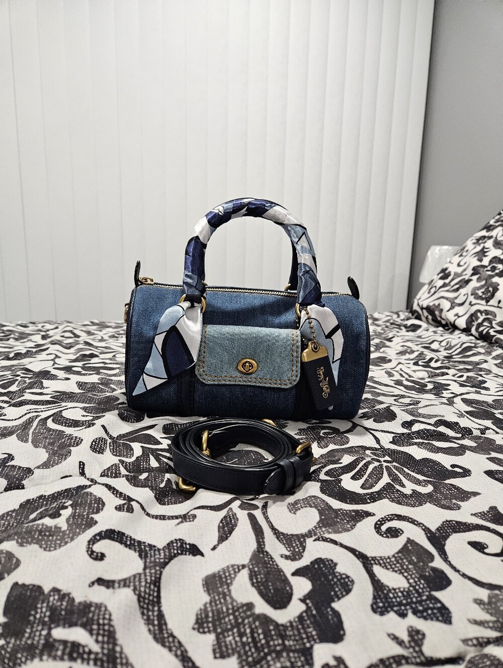 Vintage 1941 Coach Denim Barrel Bag